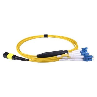 Cablenet 3m OS2 MPO (F) to 4X LC (DX) QSFP Breakout Yellow Cable Metho