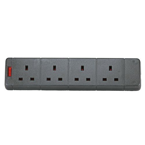 Cablenet 4 Way UK Black 13Amp Trailing Extension Rewireable - Image 1