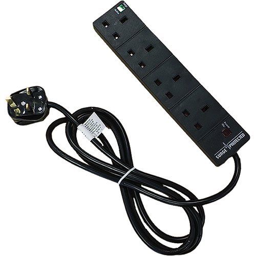 Cablenet 4 Way UK Black 13Amp Surge Protected Power Strip with 10m Lead - Image 1