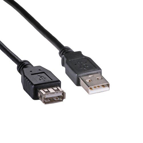 Cablenet 0.5m USB 2.0 Type A Male - Type A Female Black PVC Extension Cable - Image 1
