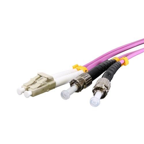 Cablenet 5m OM3 50/125 LC-ST Duplex Violet LSOH Fibre Patch Lead - Image 1