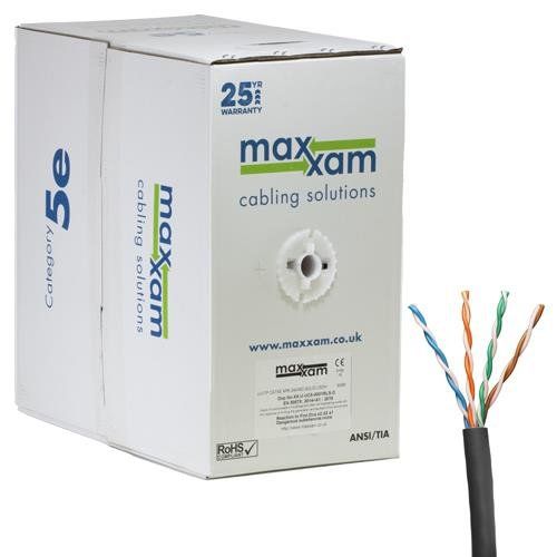 Cablenet Cat5e Black U/UTP LSOH 24AWG Solid CPR Dca Cable 305m Reelex - Image 1