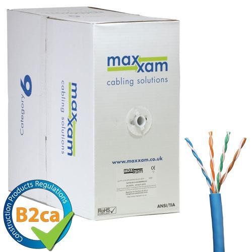 Cablenet Cat6 Blue U/UTP LSOH 24AWG Solid CPR B2ca Cable 305m Reel in - Image 1