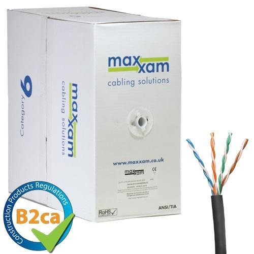 Cablenet Cat6 Black U/UTP LSOH 24AWG Solid CPR B2ca Cable 305m Reel in - Image 1