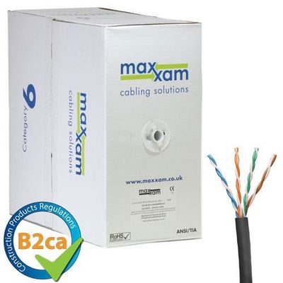 Cablenet Cat6 Black U/UTP LSOH 24AWG Solid CPR B2ca Cable 305m Reel in
