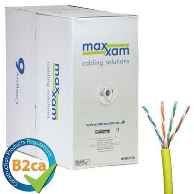 Cablenet Cat6 Yellow U/UTP LSOH 24AWG Solid CPR B2ca Cable 305m Reel i