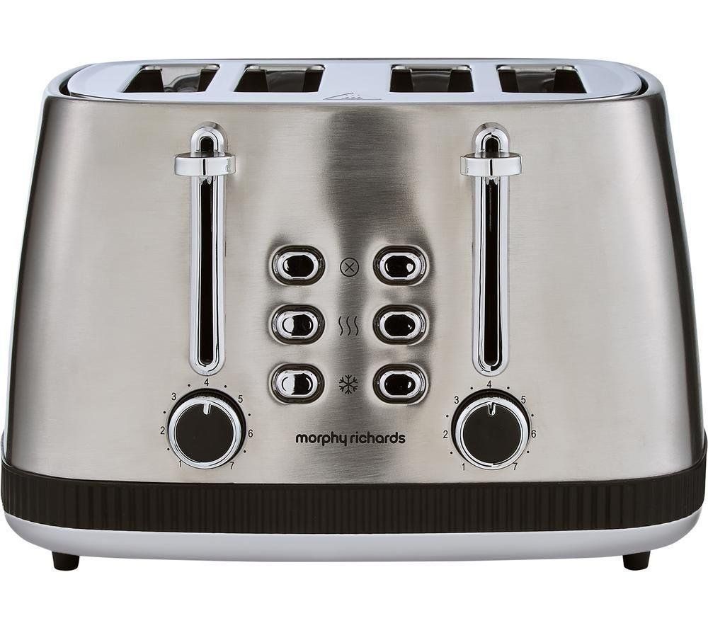 MORPHY RICHARDS Mexborough 242901 4-Slice Toaster - Black & Stainless Steel, Stainless Steel - Image 1