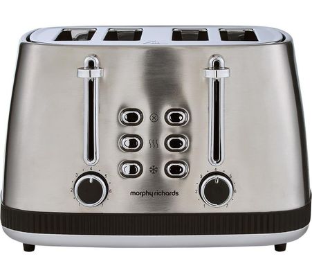 MORPHY RICHARDS Mexborough 242901 4-Slice Toaster - Black & Stainless Steel, Stainless Steel