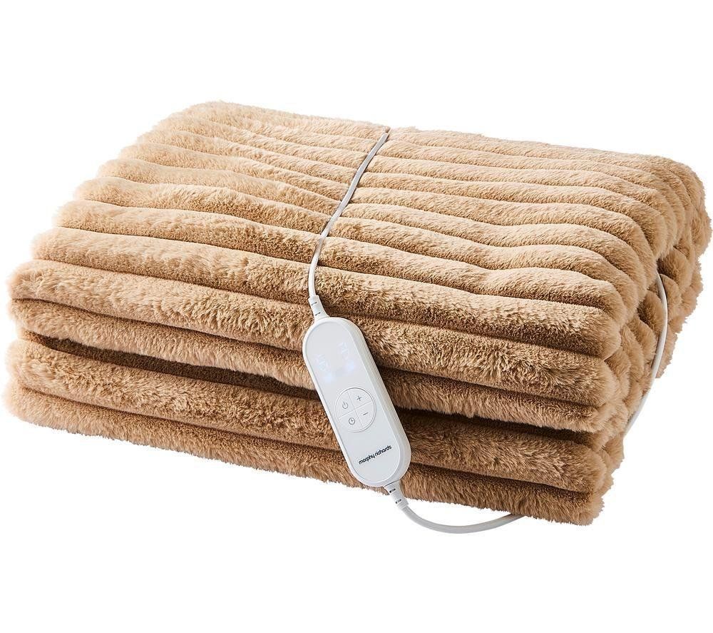 MORPHY RICHARDS EverCosy Luxury Striped Fleece Heated Throw - Mocha, 160 x 130 cm - Image 1