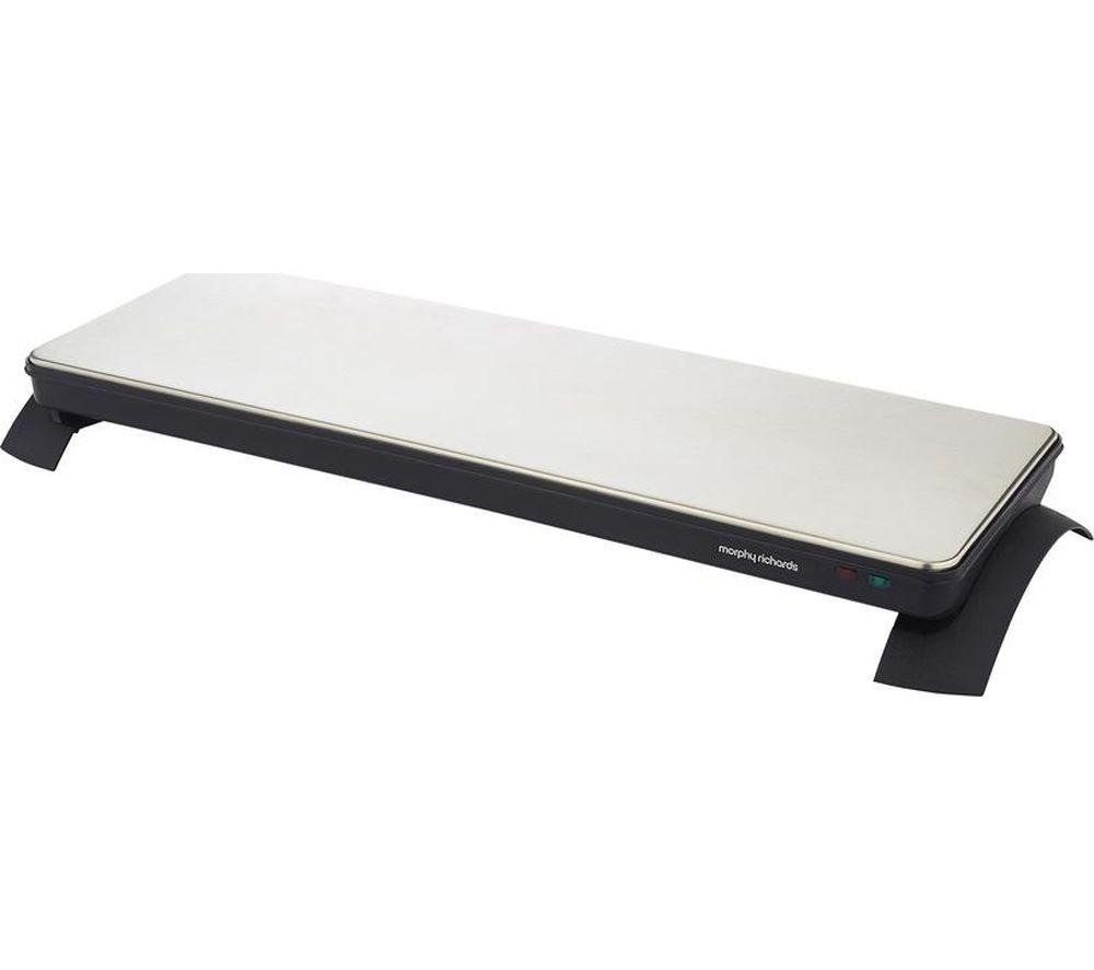 MORPHY RICHARDS 486000 Cordless Food Warming Tray - Silver & Black - Image 1