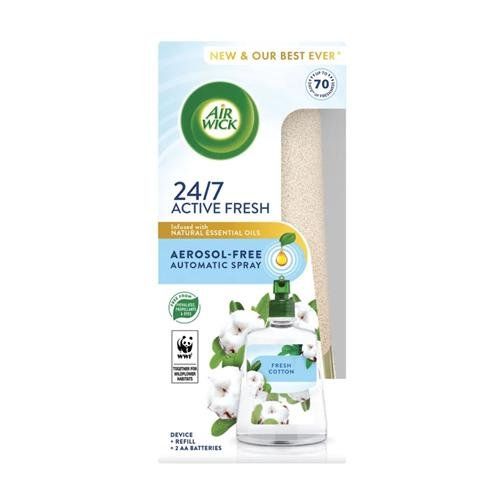 Air Wick Fresh Cotton 24/7 Active Fresh Kit Aerosol Free Lasts Up To 70 days 228ml - 3230098 - Image 1