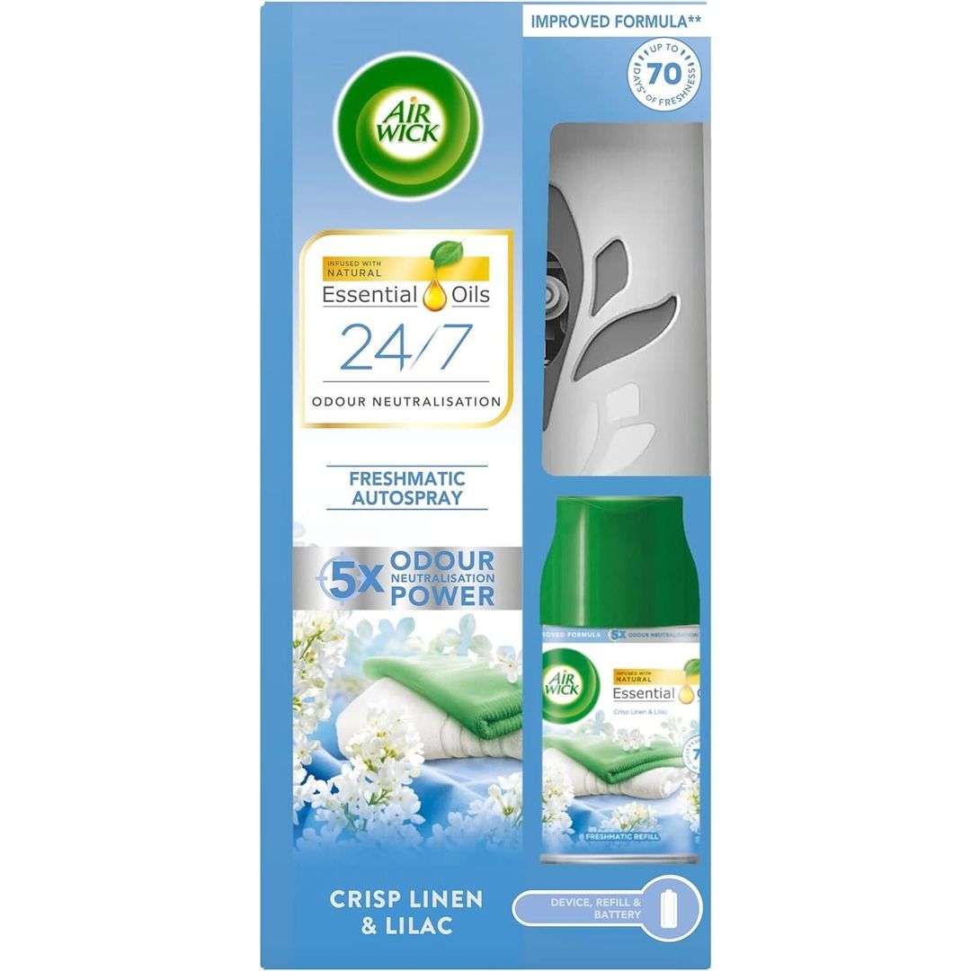 Air Wick Freshmatic Autospray And Refill 250ml Kit Crisp Linen And Lilac - 3231189 - Image 1