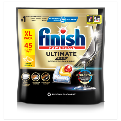 Pack of 45 Finish Ultimate Plus Dishwasher Tablets Lemon - Thumbnail 2
