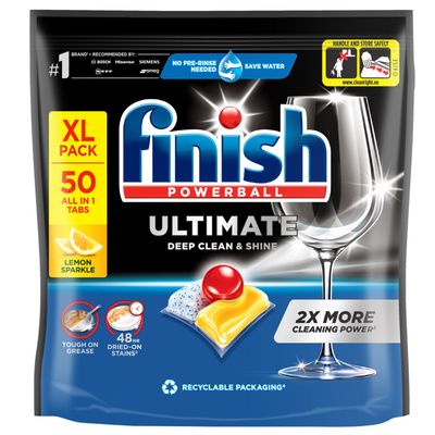 Pack of 50 Finish Powerball Ultimate Dishwasher Tablets Lemon