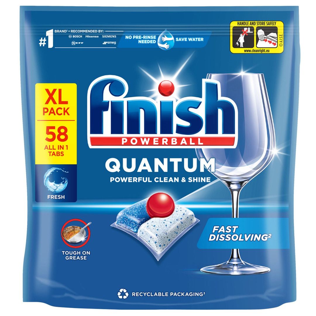 Pack of 58 Finish Quantum Regular Dishwasher Tablets - White and Blue - Image 1