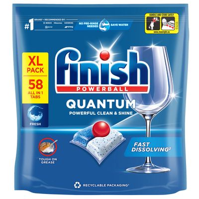 Pack of 58 Finish Quantum Regular Dishwasher Tablets - White and Blue