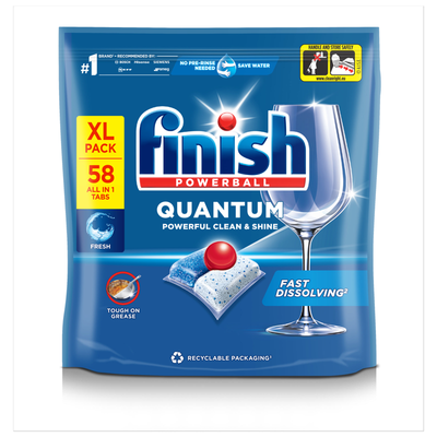 Pack of 58 Finish Quantum Regular Dishwasher Tablets - White and Blue - Thumbnail 2