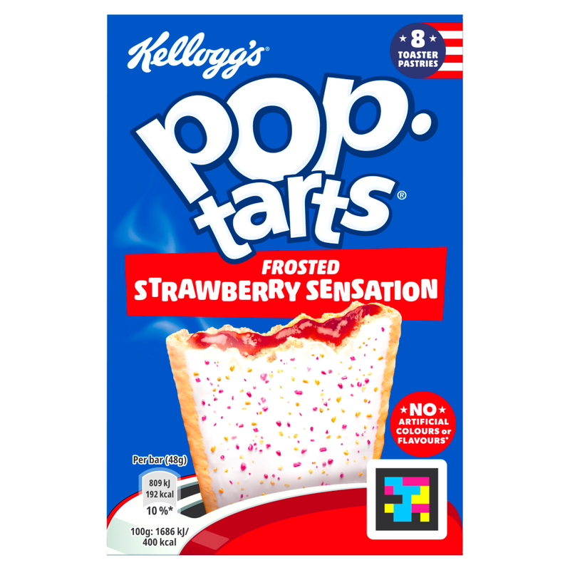 Kellogg's Pop Tarts Frosted Strawberry Sensation Pastry Snacks 8x48g - Image 1