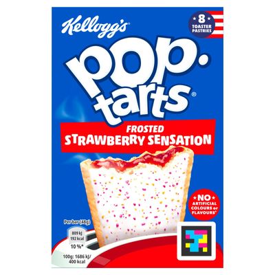 Kellogg's Pop Tarts Frosted Strawberry Sensation Pastry Snacks 8x48g - Thumbnail 2
