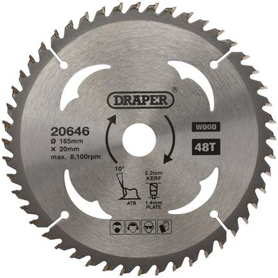 Draper 20646 Tct Circular Saw Blade For Wood 165 X 20Mm 48T each 1