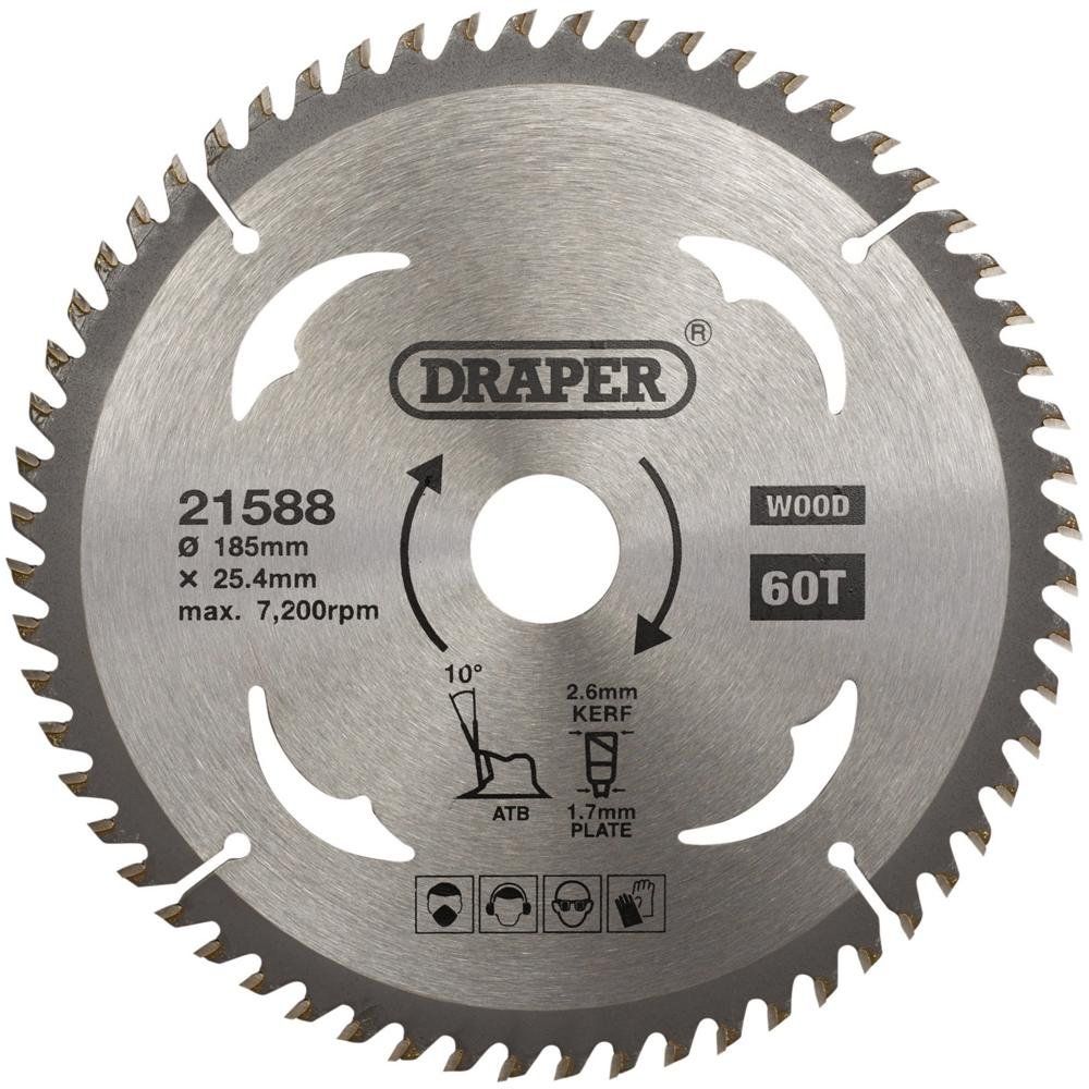 Draper TCT Circular Saw Blade for Wood, 185 x 25.4mm, 60T - Image 1