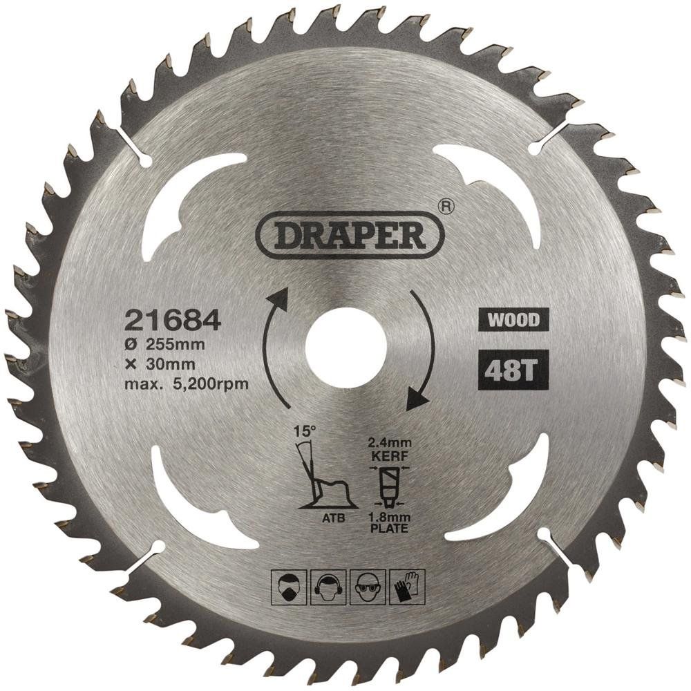 Draper 21684 Tct Circular Saw Blade For Wood 255 X 30Mm 48T each 1 - Image 1