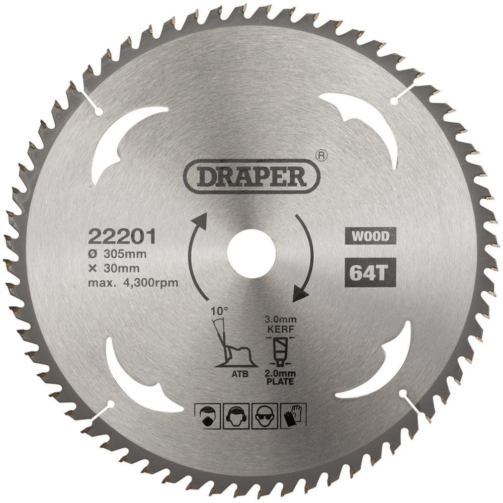 Draper TCT Circular Saw Blade for Wood, 305 x 30mm, 64T - Image 1