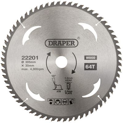 Draper TCT Circular Saw Blade for Wood, 305 x 30mm, 64T