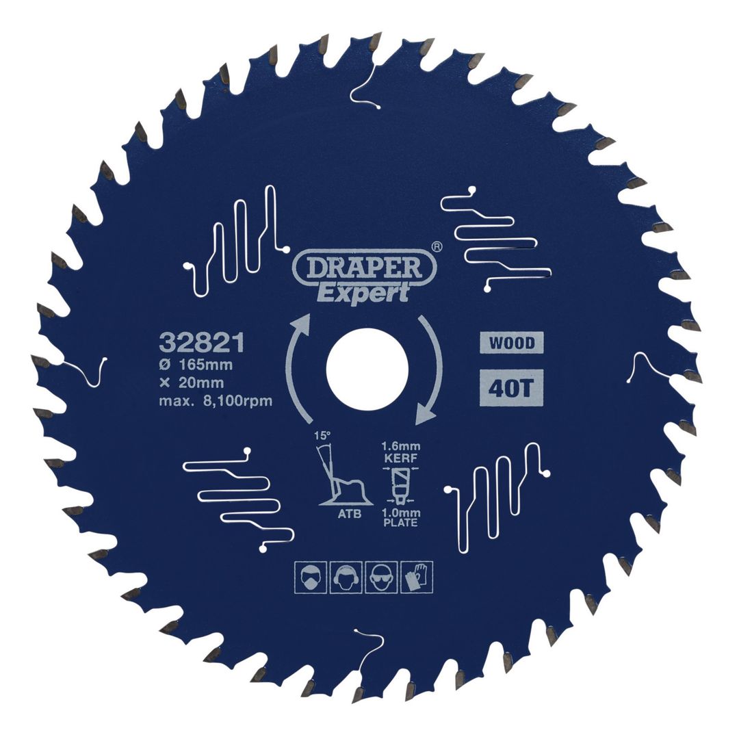 Draper Expert 32821 Tct Circular Saw Blade For Wood With Ptfe Coating 165 X 20Mm 40T each 1 - Image 1