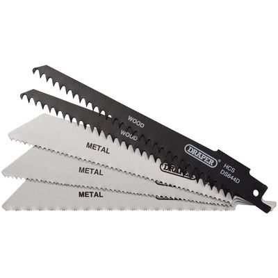 Draper 52517 Assorted Reciprocating Saw Blades For Multi-Purpose Cutting 150Mm (Pack Of 5) each 5