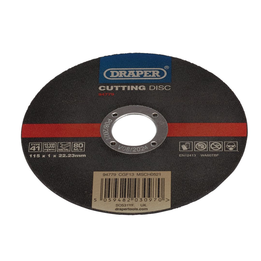 Draper 94779 Stainless-Steel/Inox Metal Cutting Disc 115 X 1 X 22.23Mm each 1 - Image 1
