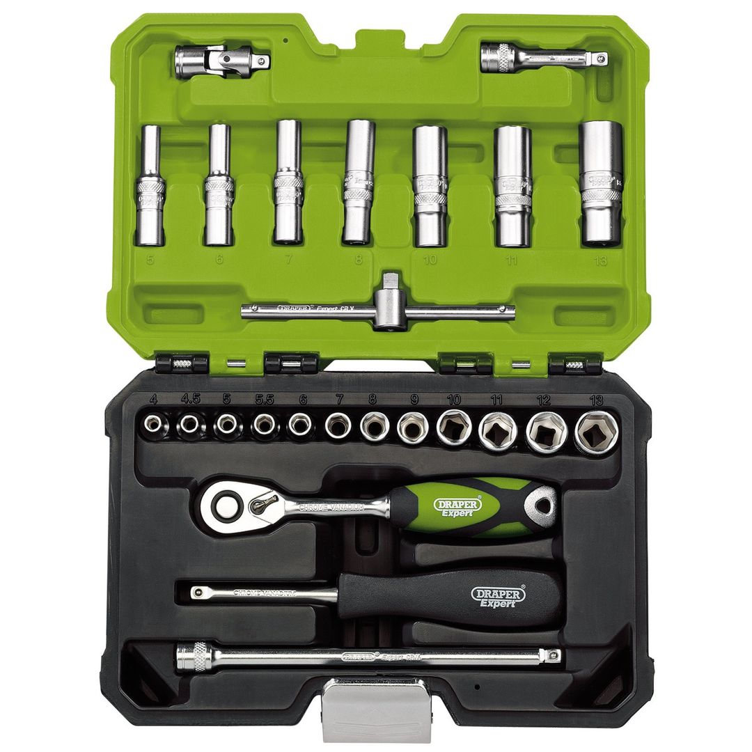 Draper Expert 04463 Metric Socket Set 1/4in Sq. Dr. Green (25 Piece) each 1 - Image 1