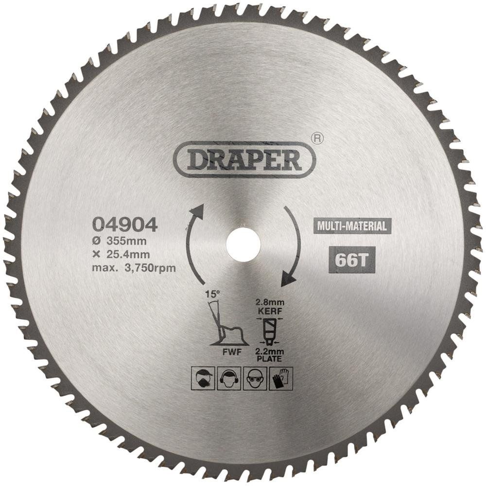 Draper 04904 Tct Multi-Purpose Circular Saw Blade 355 X 25.4Mm 66T each 1 - Image 1