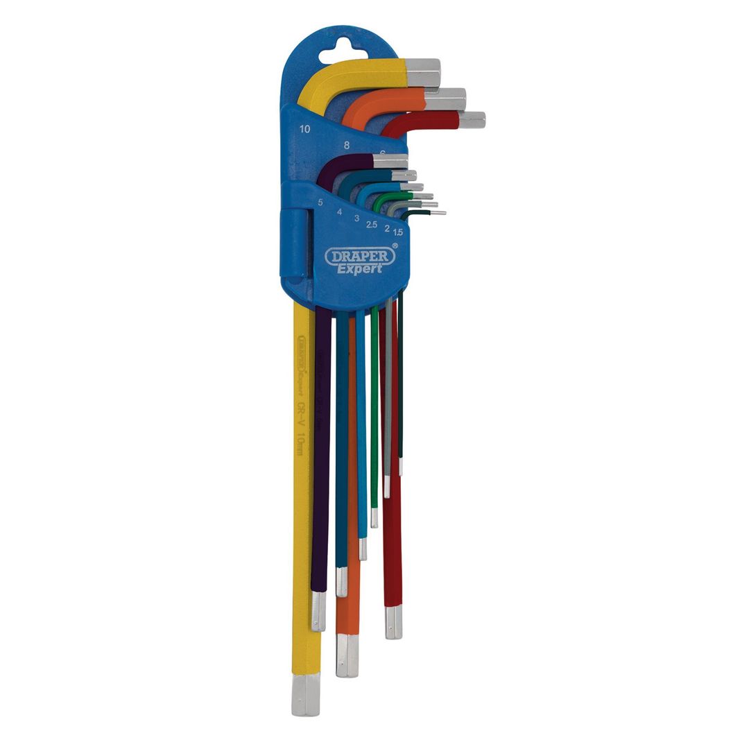 Draper Expert 04911 Metric Extra-Long Arm Hex Key Set Colour Coded (9 Piece) 1 - Image 1