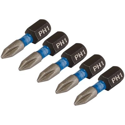 Draper Expert Impact Phillips Screwdriver Bits PH1 25mm Pack of 5