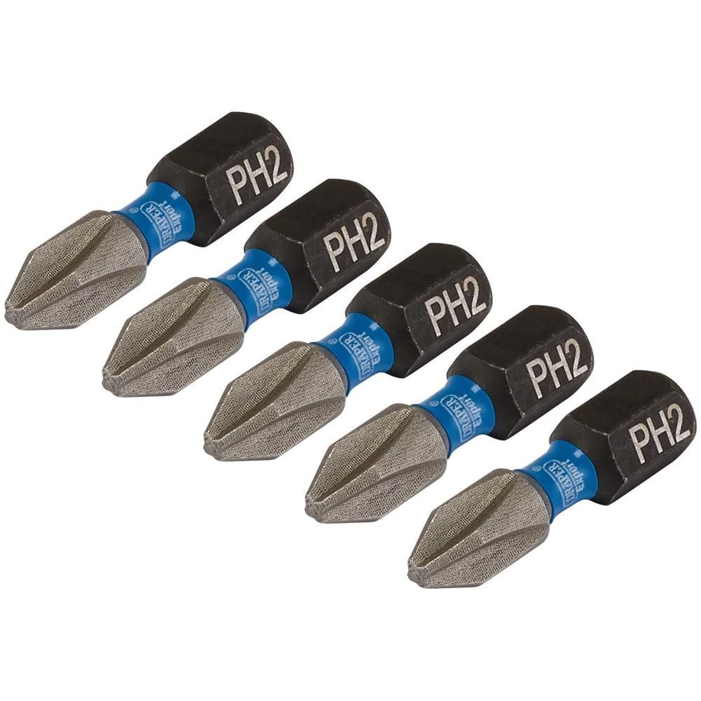 Draper Expert Impact Phillips Screwdriver Bits PH2 25mm Pack of 5 - Image 1