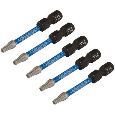 Draper Expert Impact Torx Screwdriver Bits T15 50mm Pack of 5