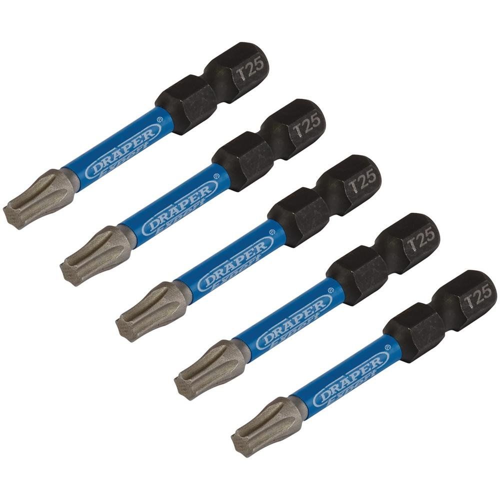 Draper Expert Impact Torx Screwdriver Bits T25 50mm Pack of 5 - Image 1