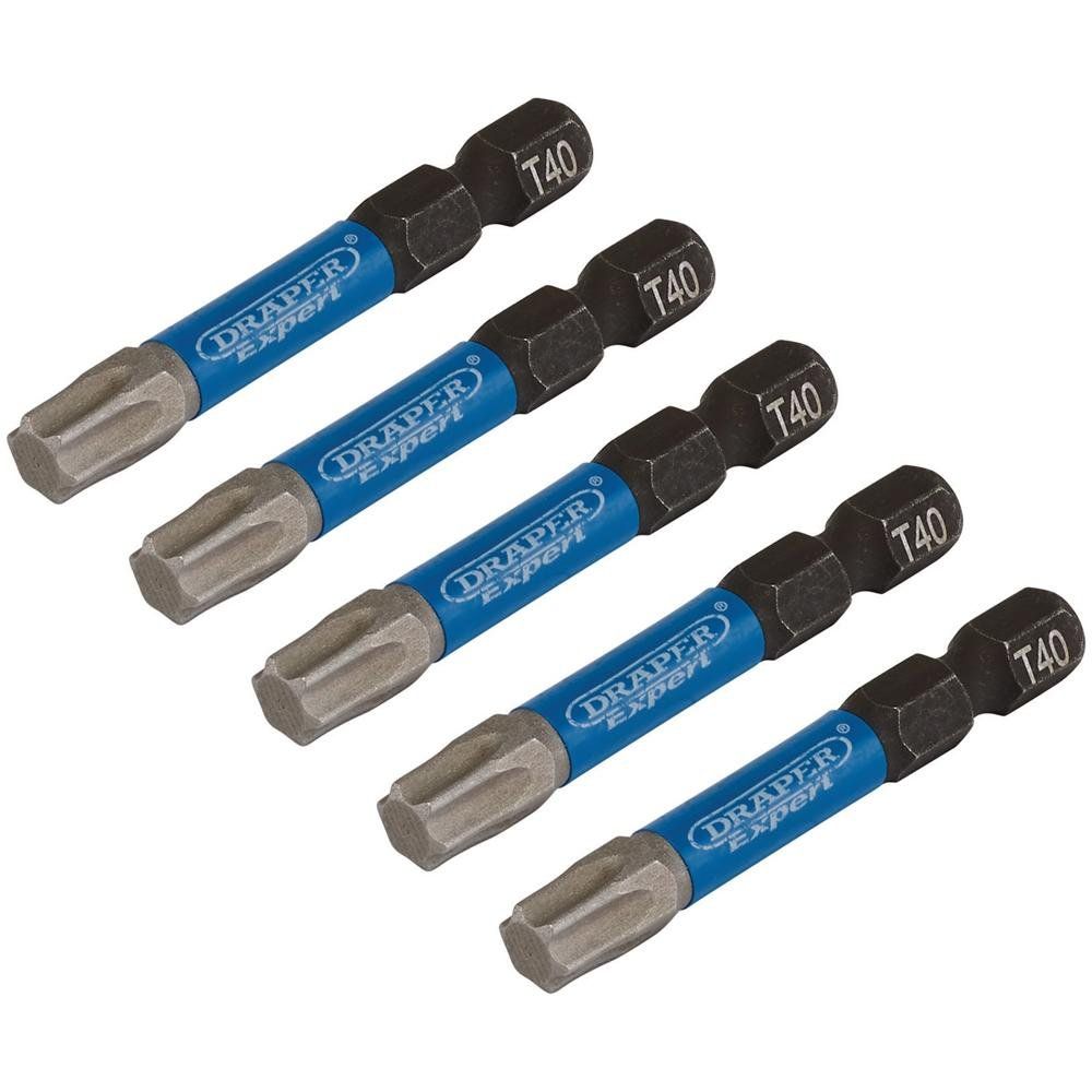 Draper Expert Impact Torx Screwdriver Bits T40 50mm Pack of 5 - Image 1