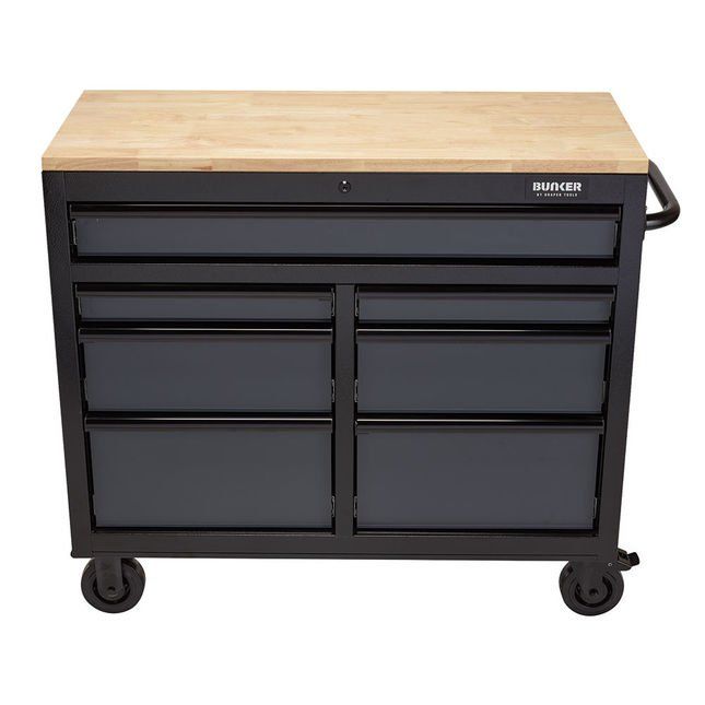BUNKER Workbench Roller Tool Cabinet, 7 Drawer, 41", Grey - Image 1
