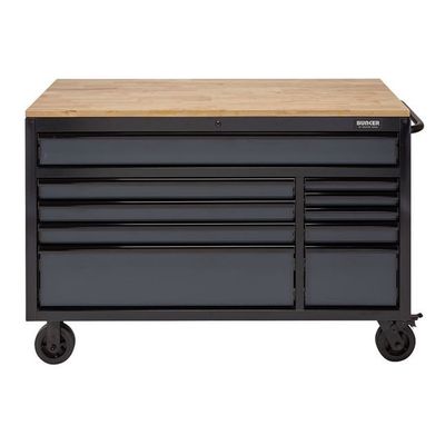 BUNKER Workbench Roller Tool Cabinet, 10 Drawer, 56", Grey