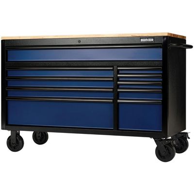 Bunker 08237 ® Workbench Roller Tool Cabinet 10 Drawer 56in Blue each 1