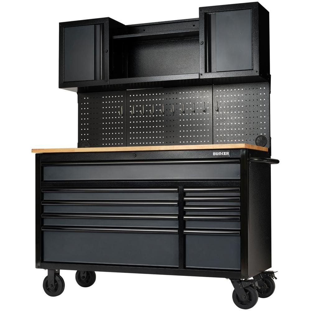 Bunker 08242 ® Roller Workstation With Workbench 10 Drawer 56in Grey 1 - Image 1
