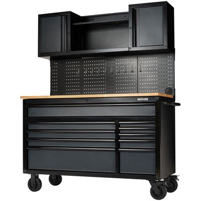 Bunker 08242 ® Roller Workstation With Workbench 10 Drawer 56in Grey 1