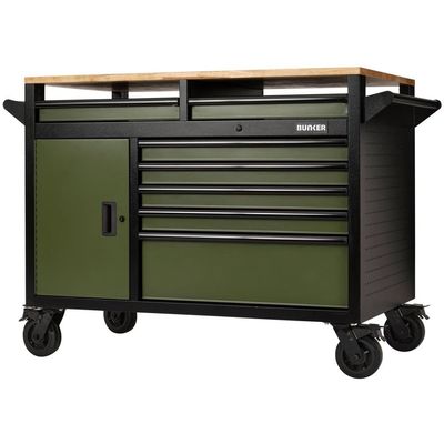 Bunker 08269 ® Multi-Functional Workbench Roller Tool Cabinet 14 Drawer 48in Green each 1
