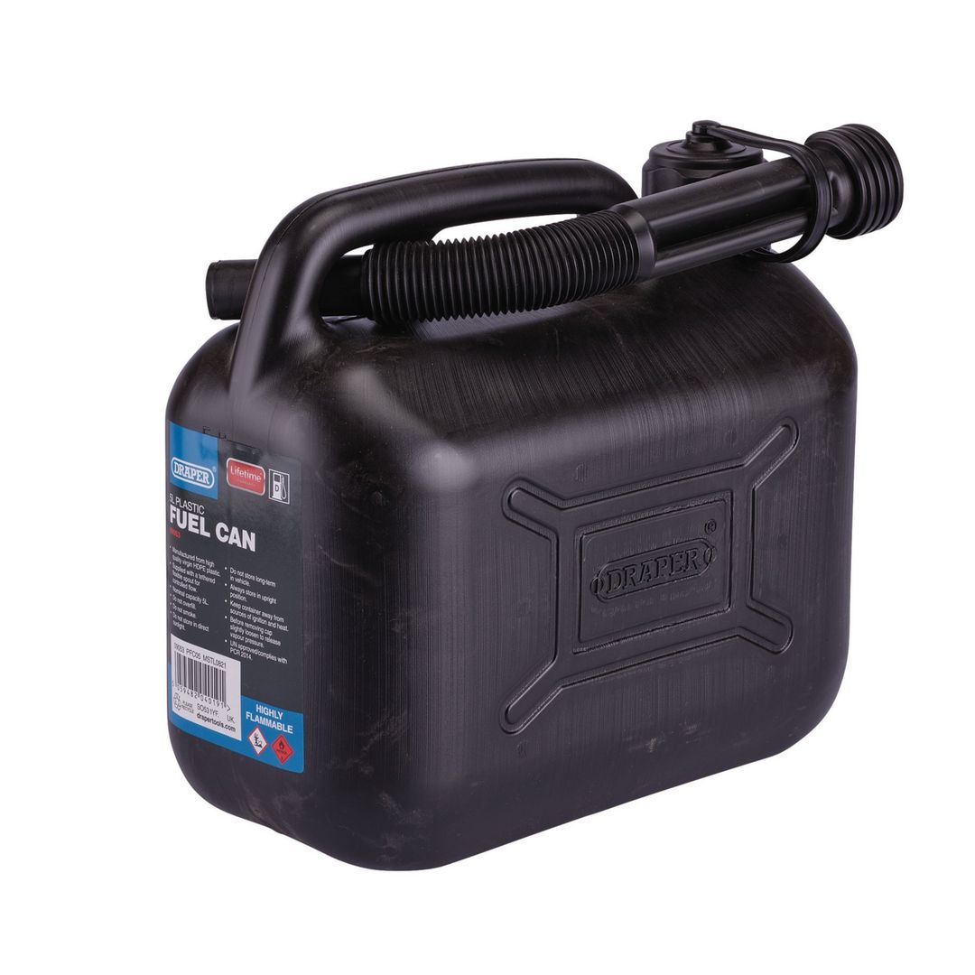 Draper 09053 Plastic Fuel Can 5L Black 1 - Image 1