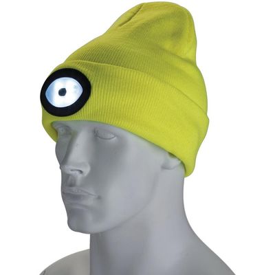 Draper 10008 Beanie Hat With Rechargeable Torch One Size 1W 100 Lumens High-Vis Yellow each 1