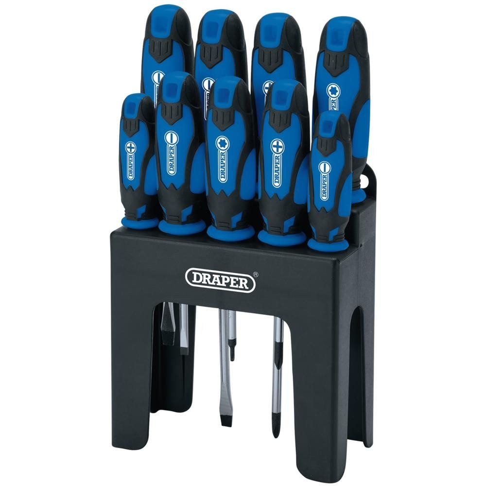 Draper 15960 Soft Grip Screwdriver Set Blue (9 Piece) each 1 - Image 1