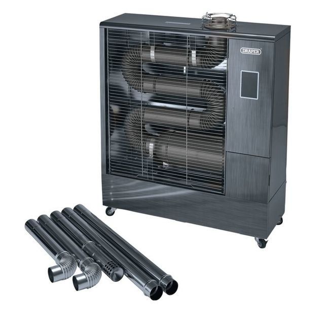 Draper 230V Far Infrared Diesel Heater with Flue Kit, 51,500 BTU/15.1kW - Image 1