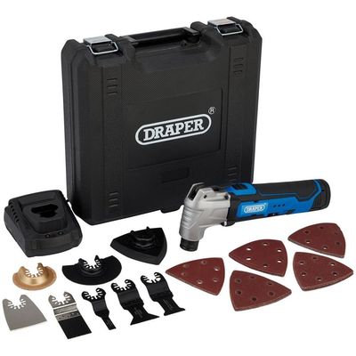 Draper 12V Oscillating Multi-Tool (33 Piece) 1 X Battery 1.5Ah 1 X Fast Charger set 36 19392
